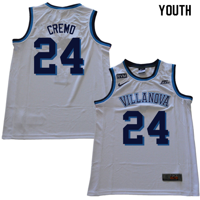 2018 Youth #24 Joe Cremo Villanova Wildcats College Basketball Jerseys Sale-White - Click Image to Close